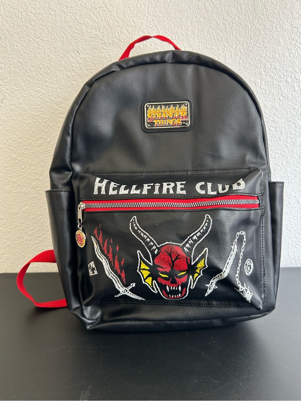 NETFLIX STRANGER THINGS Hellfire Club Faux Leather Backed BLACK/RED